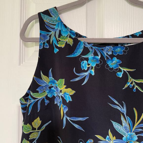 Studio I Women's Floral Blue Navy Sleeveless Maxi Dress Size 12 - Picture 5 of 12